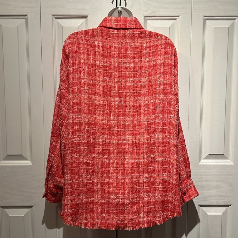 Zara Pink/White Tweed Woven Shirt Shacket Size S - Picture 7 of 12